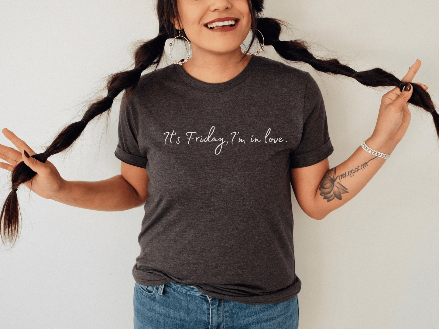 The Cure "Friday Im in Love " T-Shirt in Dark Gray Heather