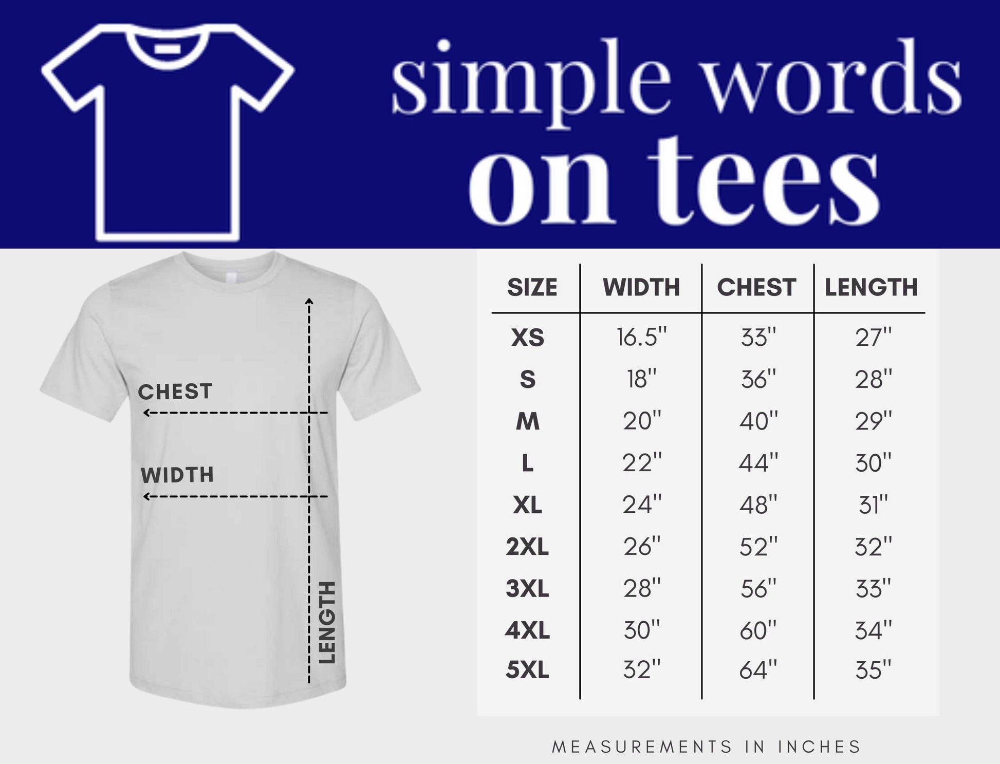 Size Chart For T-Shirt